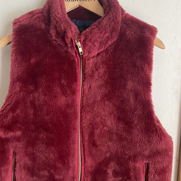 J.Crew Plush Fleece Excursion Vest Crimson Maple - Picture 7 of 13